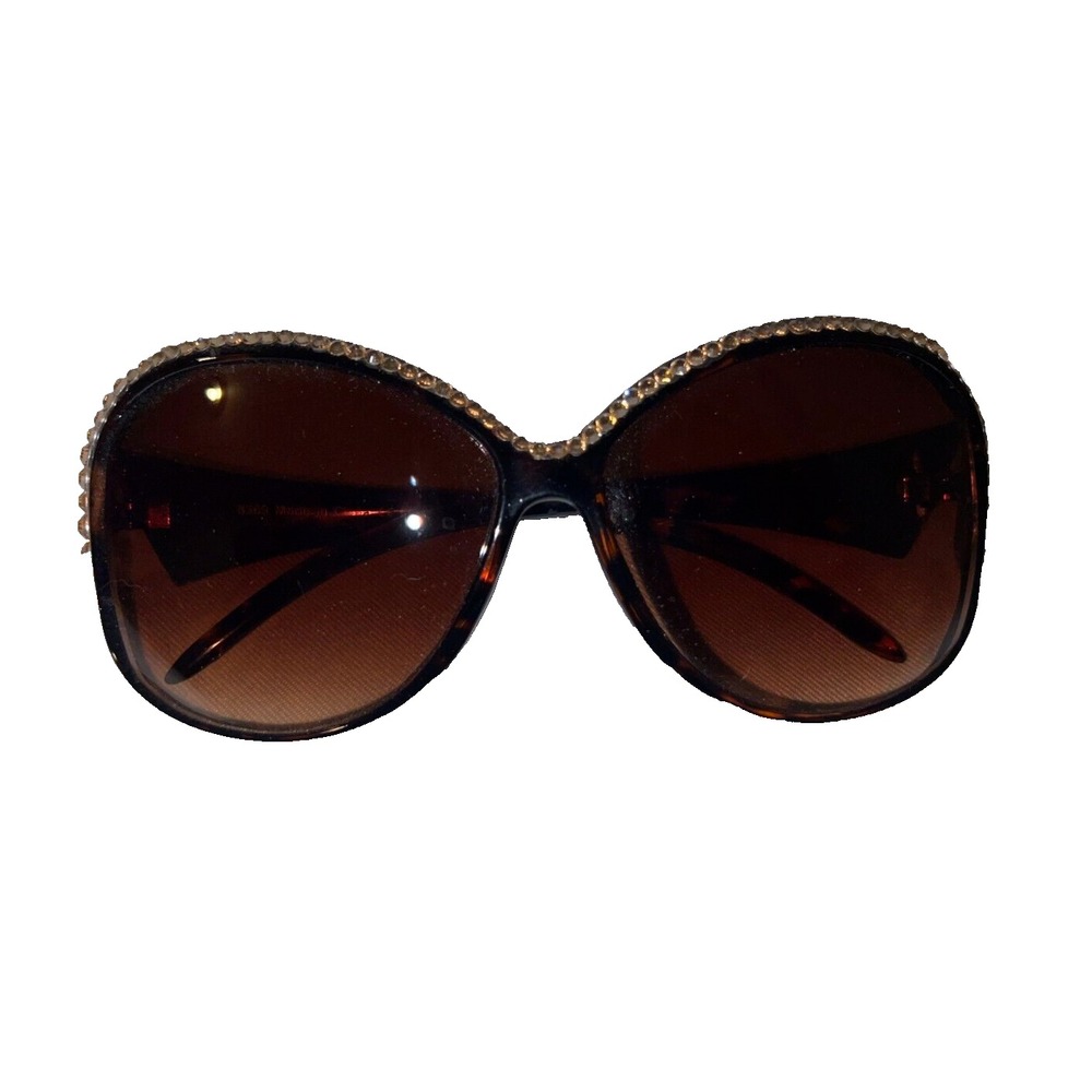 Womens Tortoise Oversized Rhinestone Butterfly Sunglasses Brown Gradient Lens